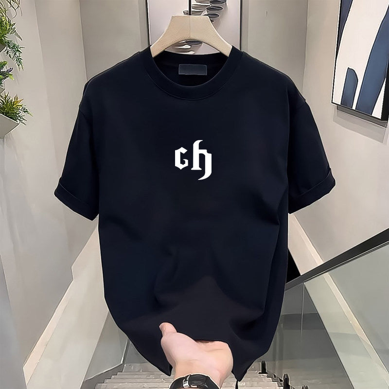 Mens Cotton Short Sleeve Tshirt Loose Fit Printed Tops