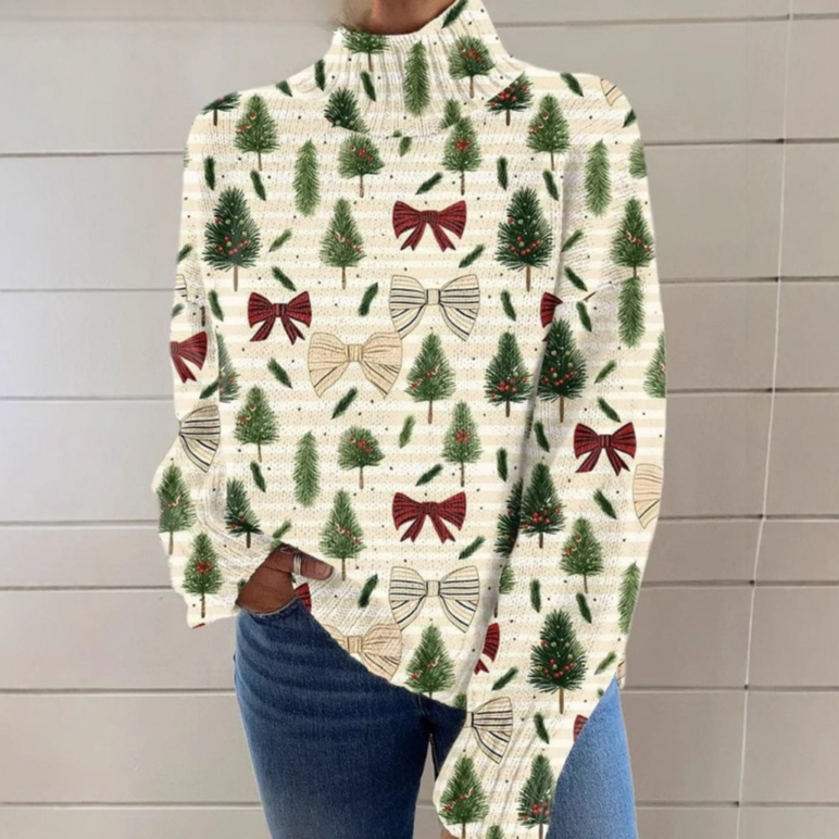 Print Women's High-Neck Faux Sweater