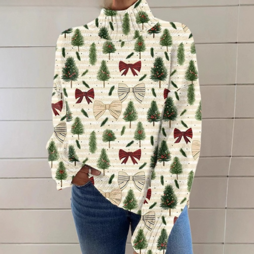 Print Women's High-Neck Faux Sweater
