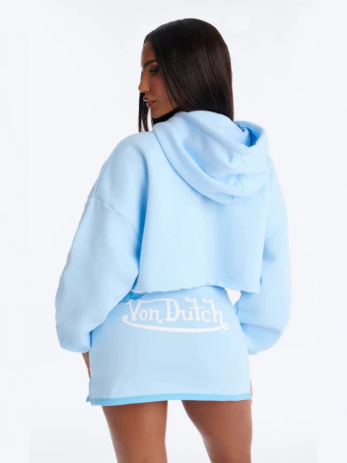 Women's Hooded Color-Block Dress Set