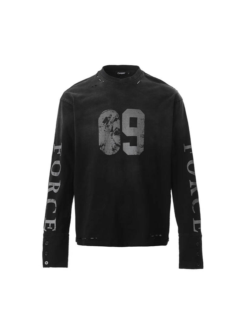 Retro Distressed Long Sleeve T-Shirt Unisex Streetwear