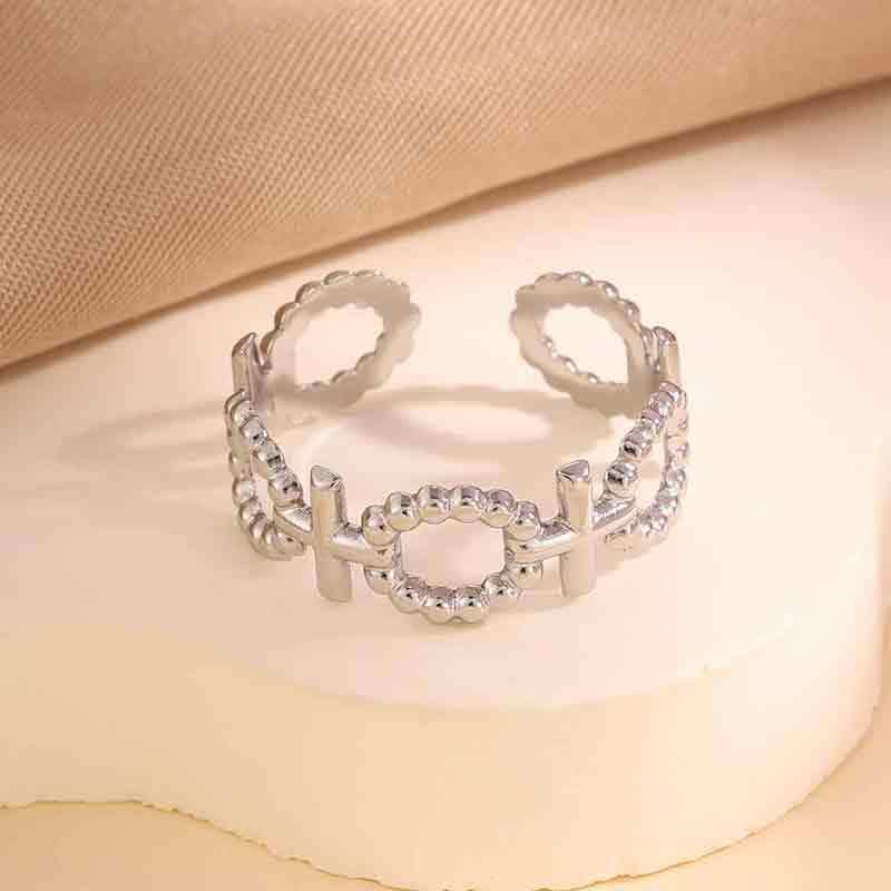 Adjustable Stainless Steel Opening Ring with Celestial Designs