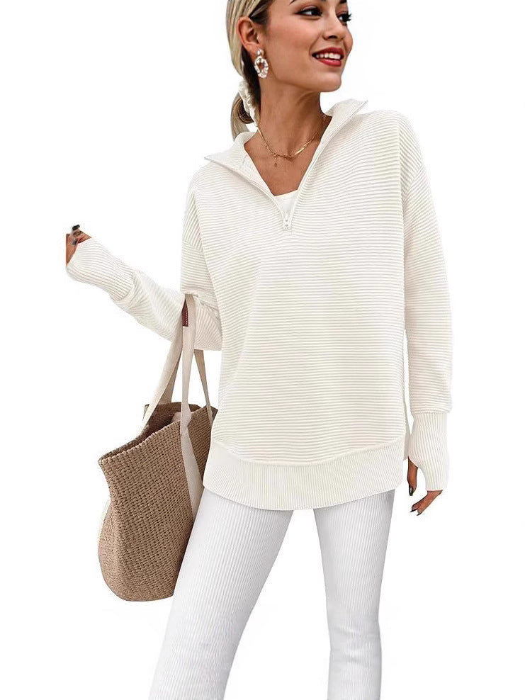 Ribbed Knitted Sweater Pullover for Women