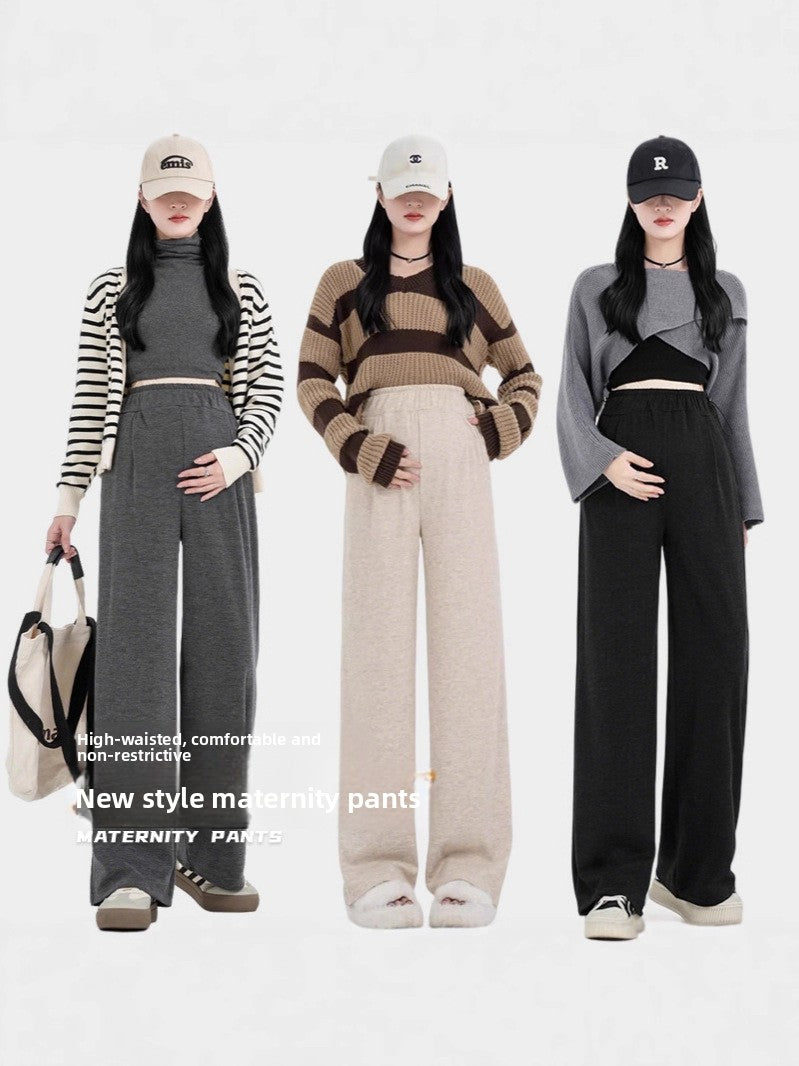 Maternity Wide-Leg Fleece-Lined Warm Leggings