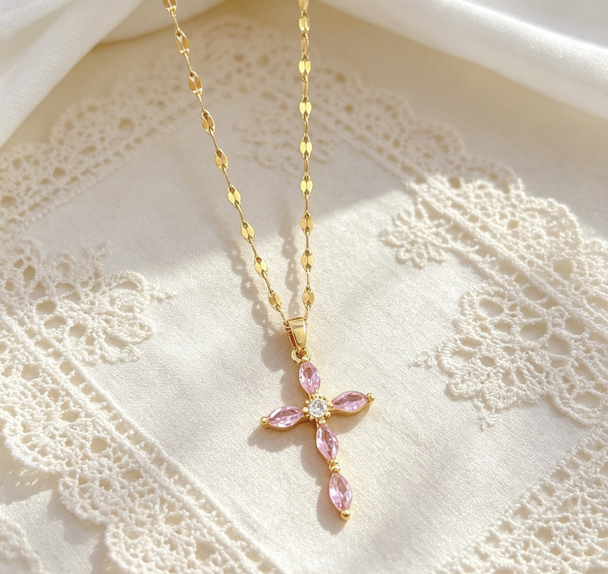 Light Luxury Full Diamond Cross Necklace Titanium Steel Clavicle Chain
