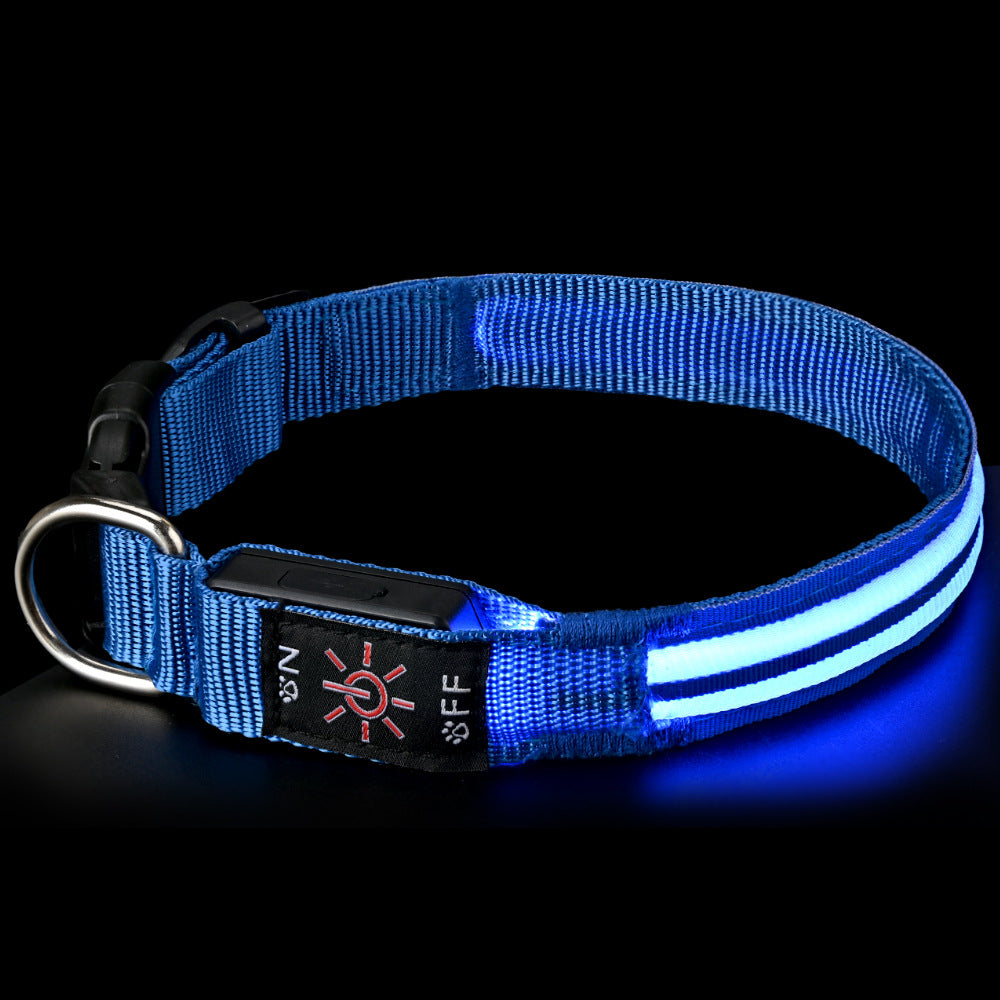 USB Rechargeable Waterproof LED Dog Collar with Dual Light Modes