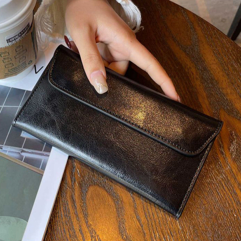 Genuine Leather Long Wallet for Women with Large Capacity