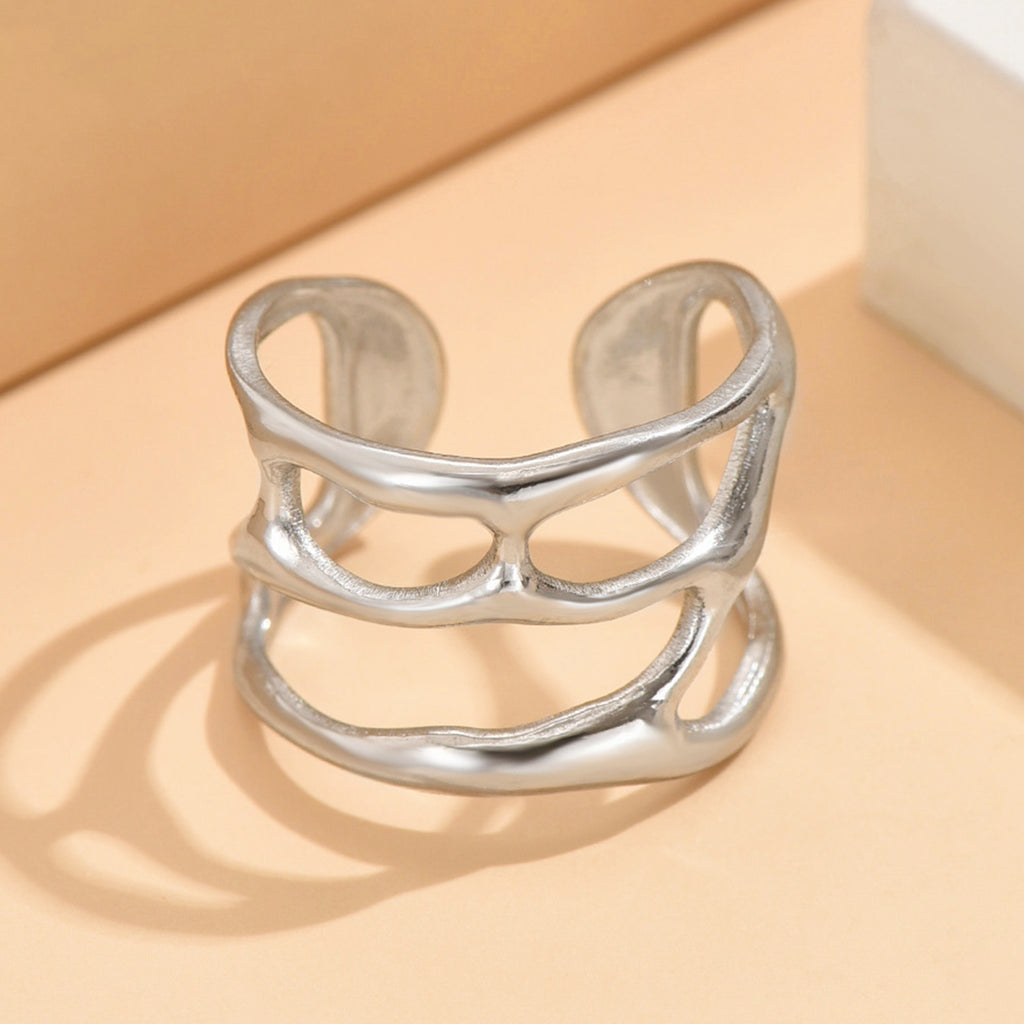Adjustable Stainless Steel Hollow Open Ring