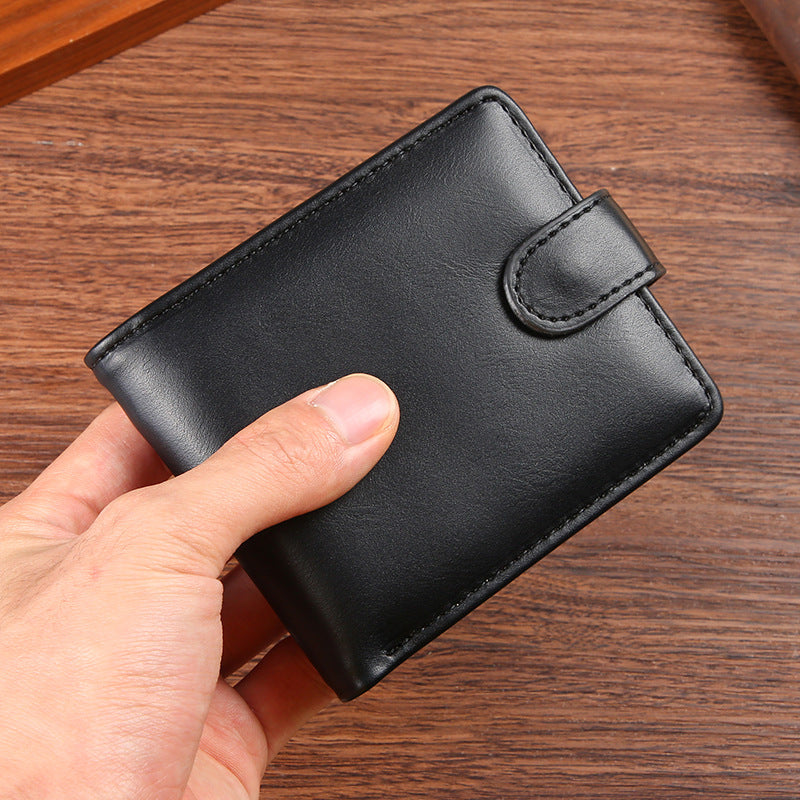 Mens Vintage PU Leather Horizontal Wallet with Zippered Coin Pocket