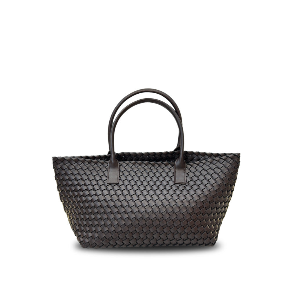 Genuine Leather Woven Tote Bag