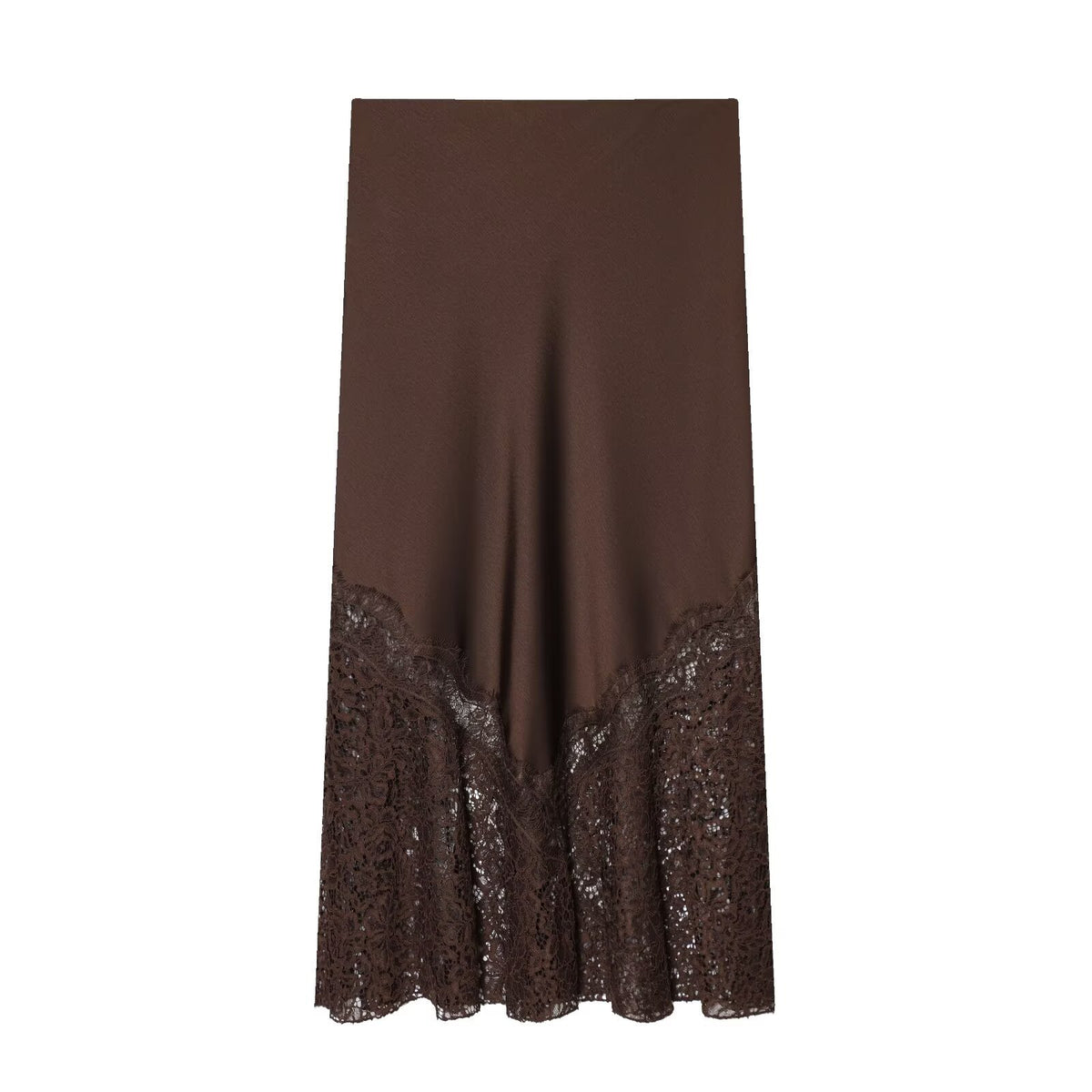 Lace Detail Satin Skirt