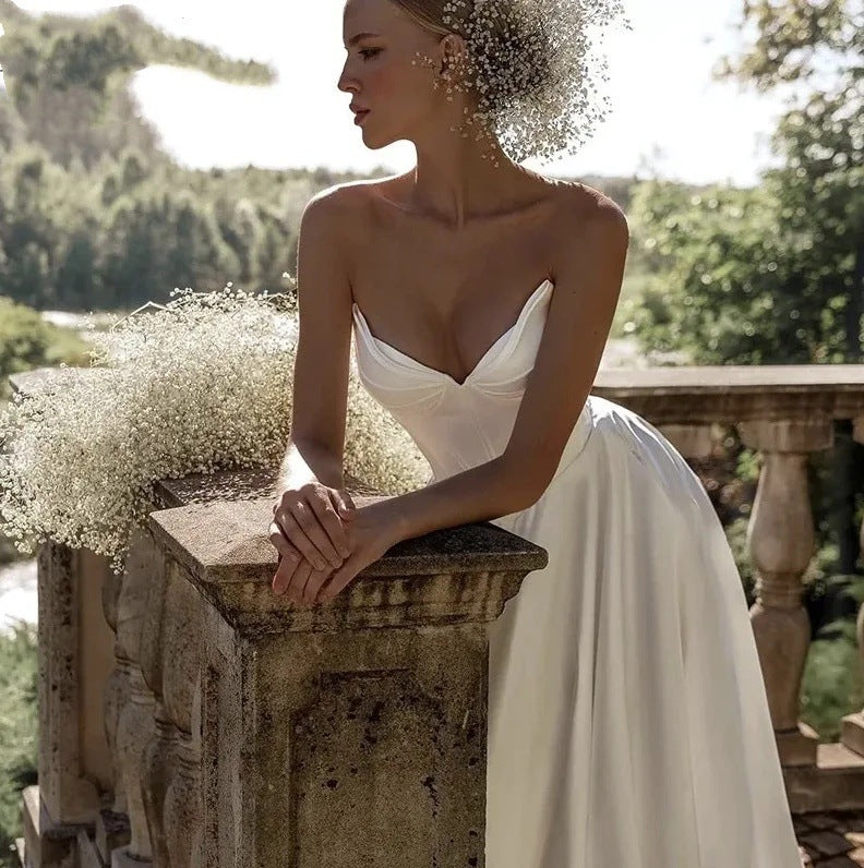 Strapless Bridal Gown with Small Train