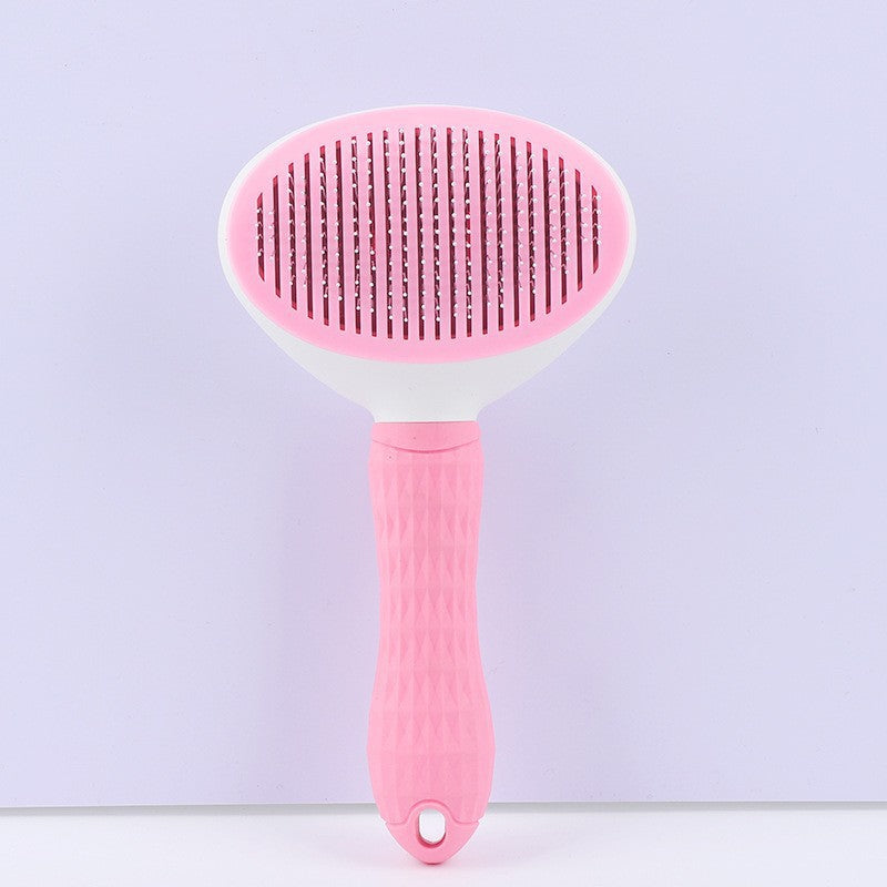 Stainless steel pet hair removal comb with automatic hair removal brush