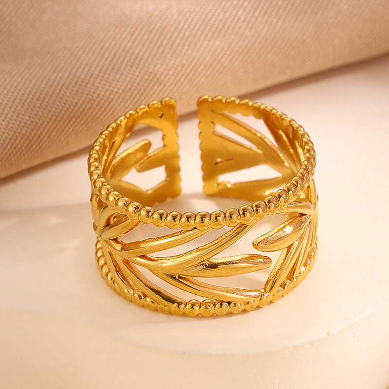 Adjustable Stainless Steel Opening Ring with Celestial Designs