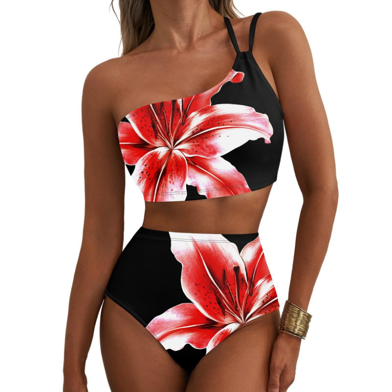 Women's Floral Print High-Waisted Bikini Set