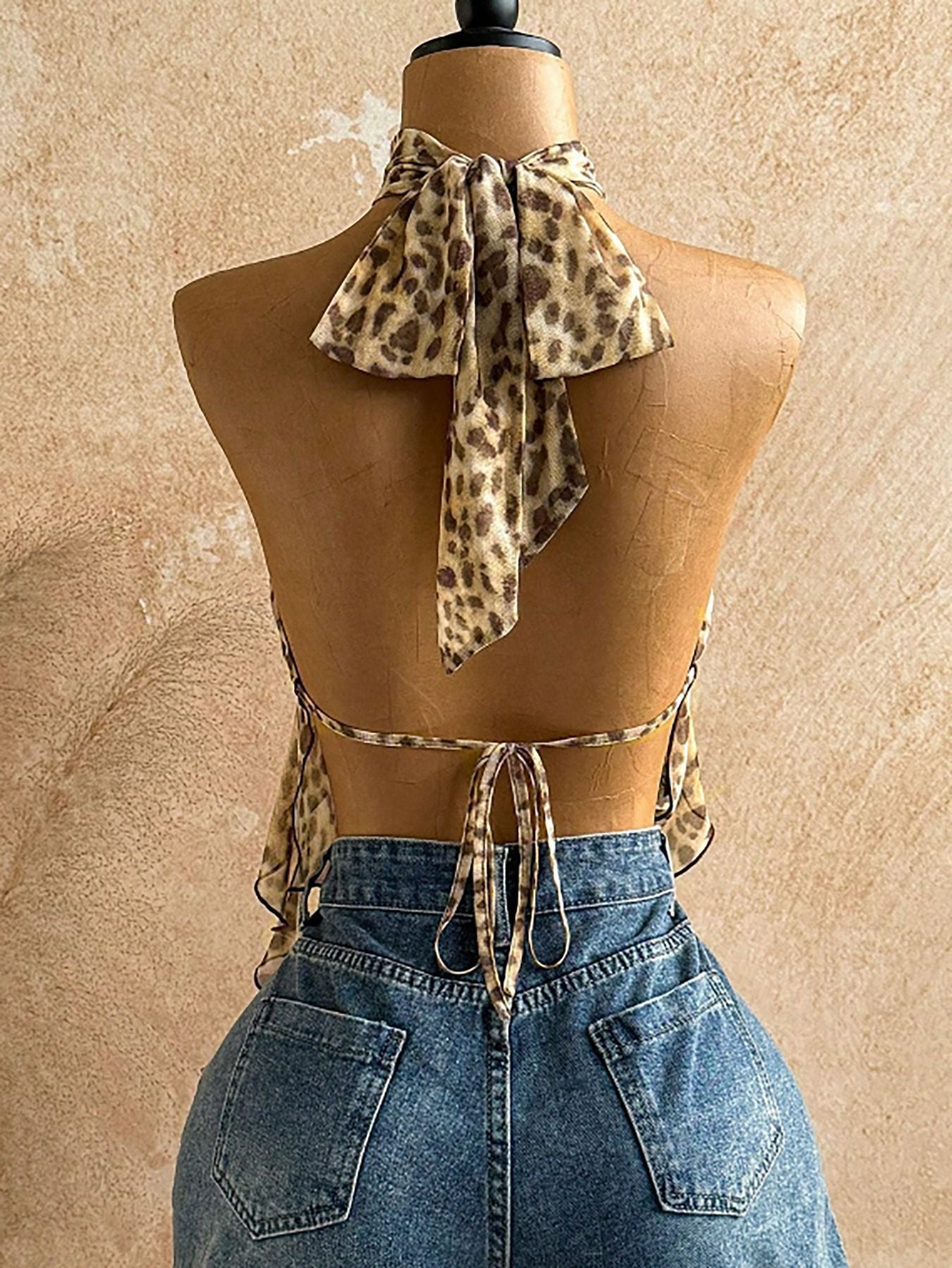 Halter Neck Leopard Print Camisole