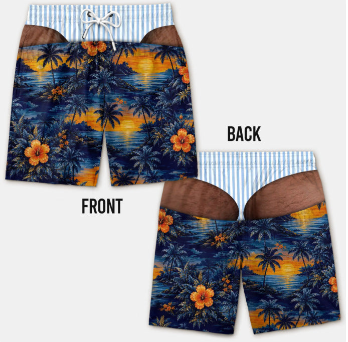 Men's 3D Patriotic Print Loose Beach Shorts