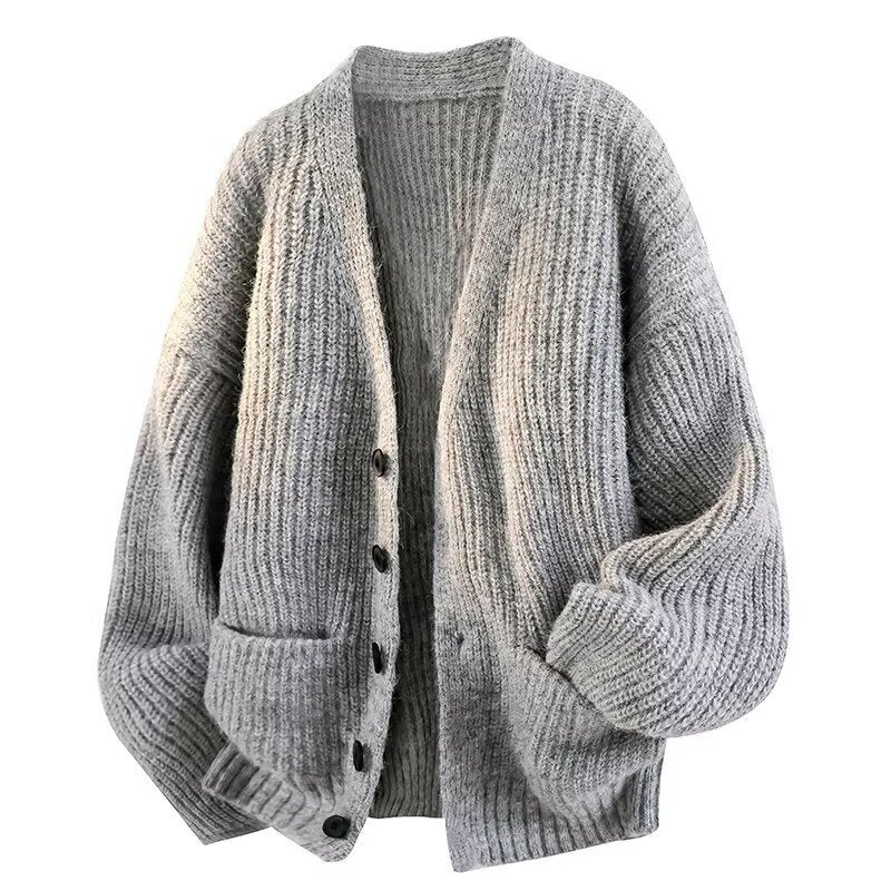 Men's V-neck knitted cardigan sweater