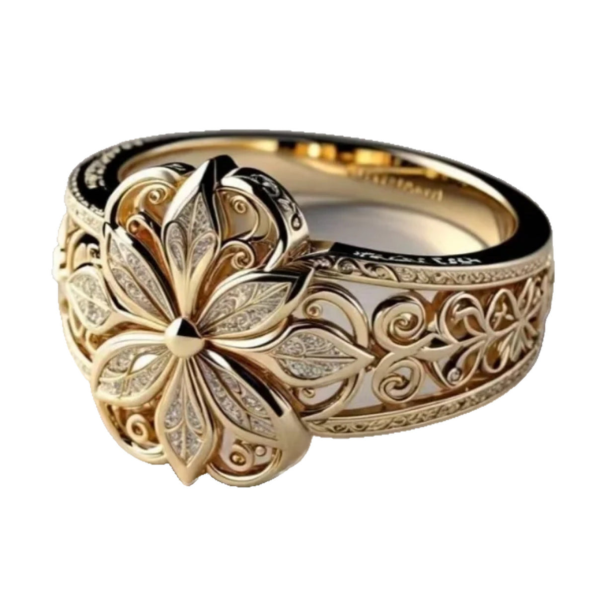 French Style Floral Hollow Geometric Ring