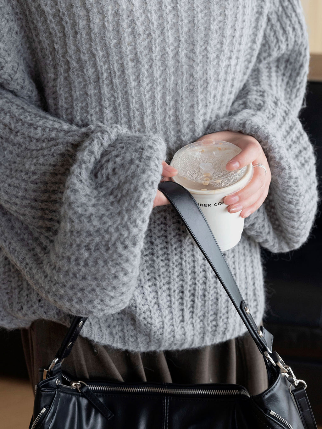 Womens Loose Fit Mohair Blend Sweater