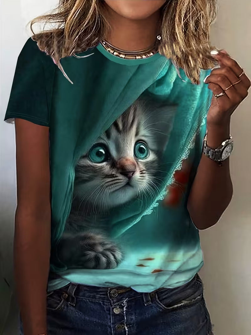 3D Digital Print Short-Sleeve Women's  T-Shirt