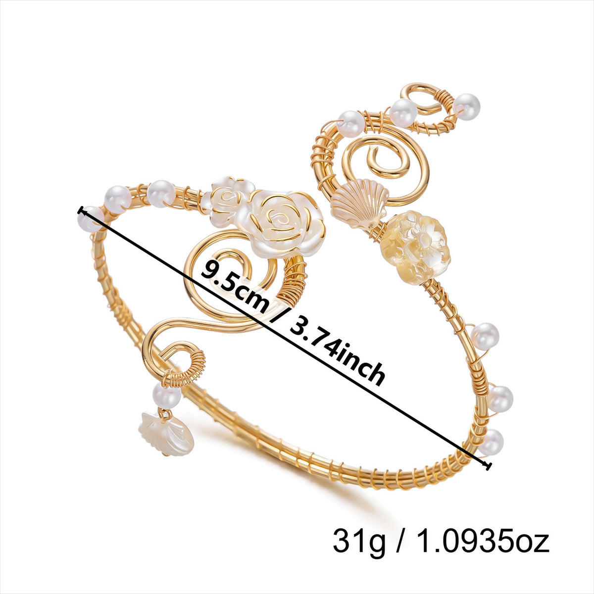 Ocean Shell Butterfly Open Arm Cuff Bracelet