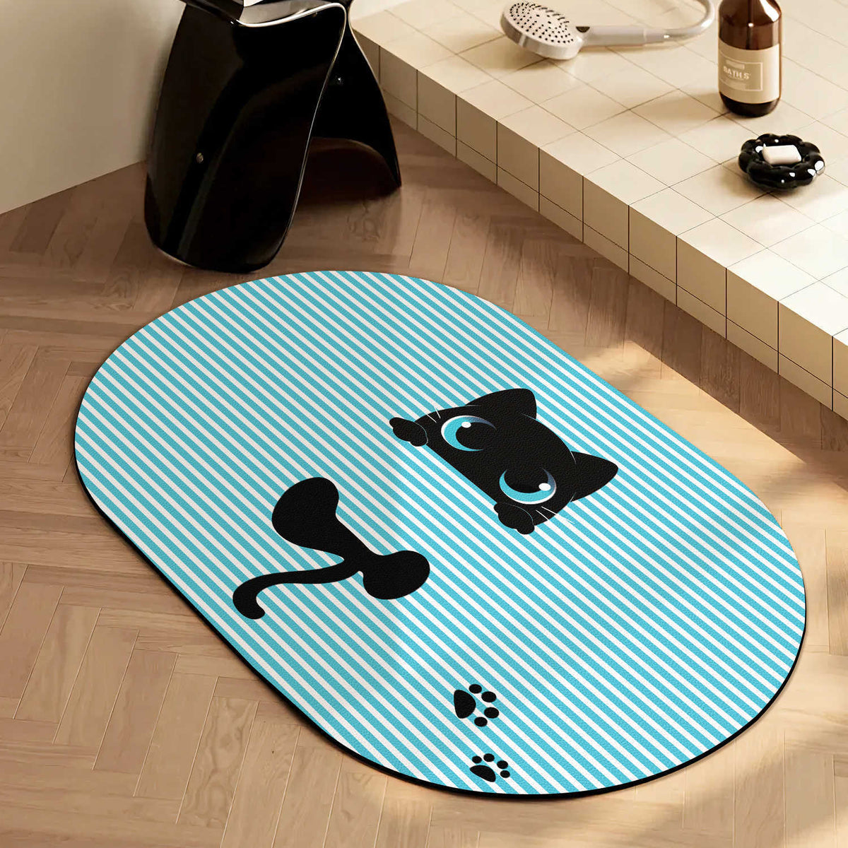 Japanese-style simple shower room door, absorbent floor mat household entrance, entrance cat floor mat solid color bathroom door mat