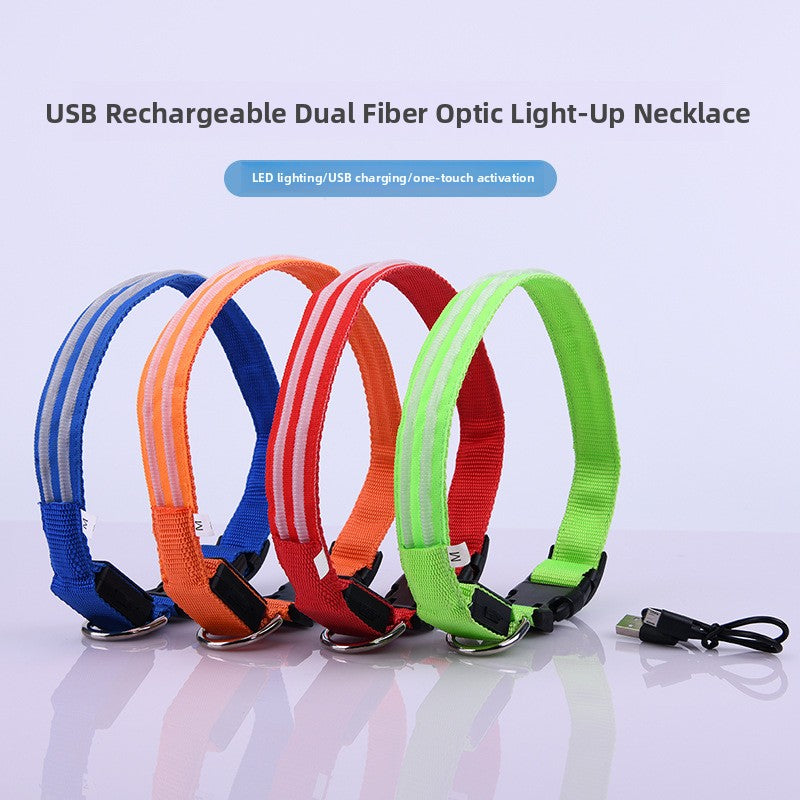 USB Rechargeable Waterproof LED Dog Collar with Dual Light Modes