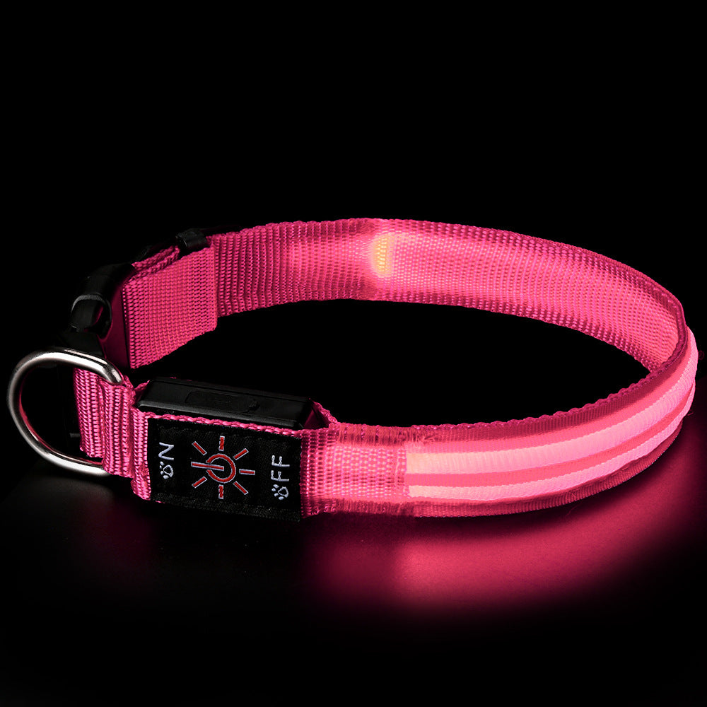 USB Rechargeable Waterproof LED Dog Collar with Dual Light Modes