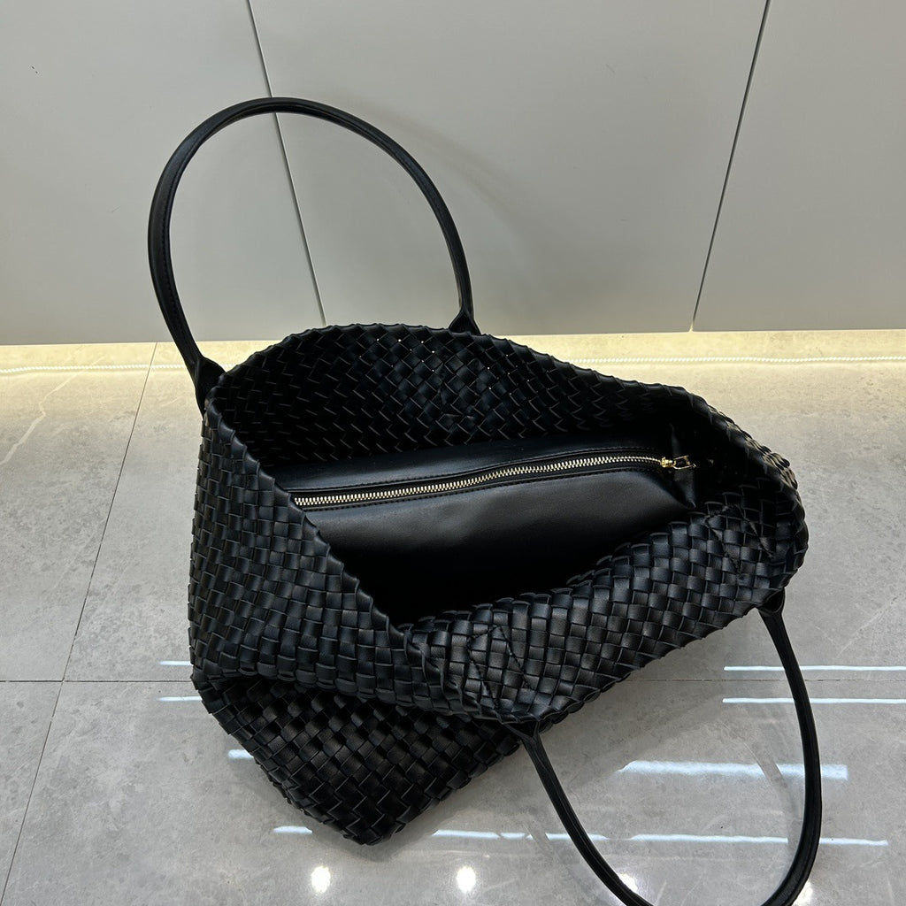 Genuine Leather Woven Tote Bag