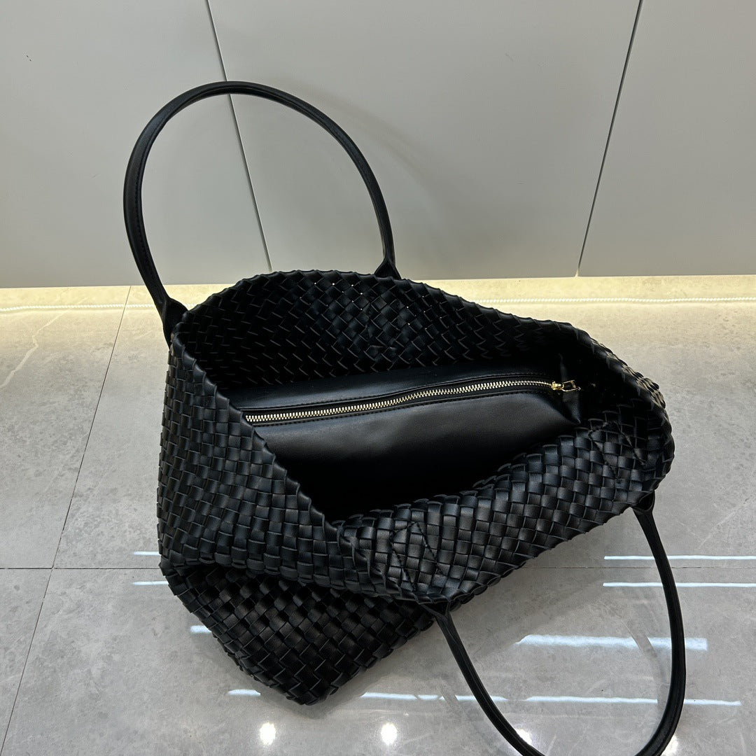 Genuine Leather Woven Tote Bag