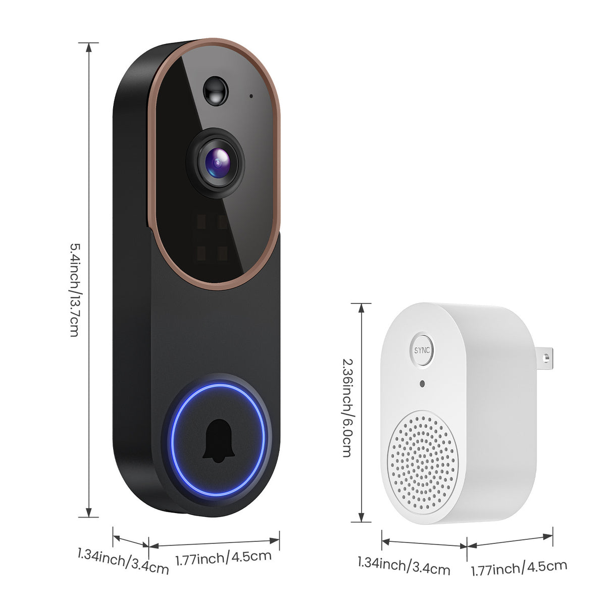 Video Doorbell Camera with Voice Intercom, Monitoring, Wifi, Hd Night Vision, Smart Doorbell, Electronic Peephole