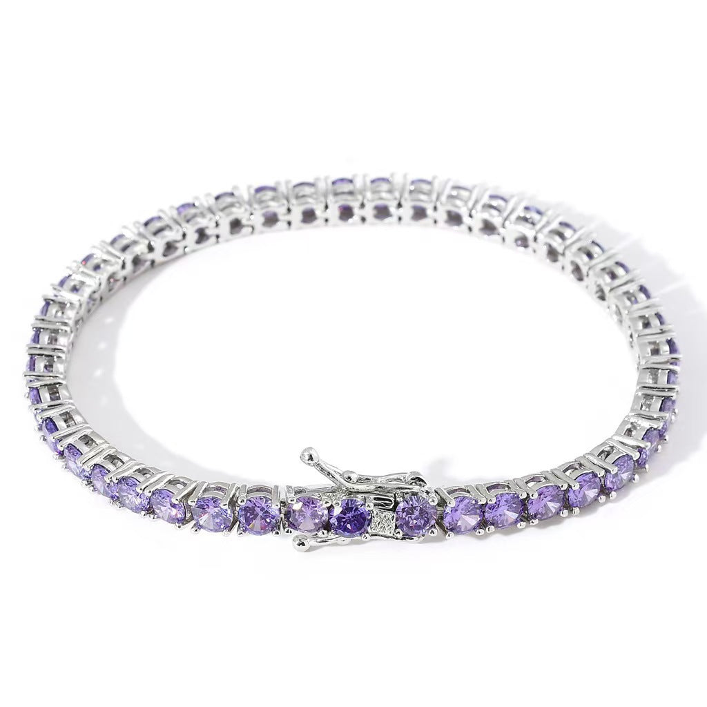 Hip Hop Tennis Chain 4mm Cubic Zirconia Full Diamond Bracelet Fashion Unisex Jewelry