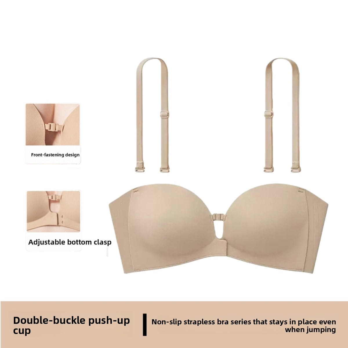 Strapless Front Clasp Push Up Bra