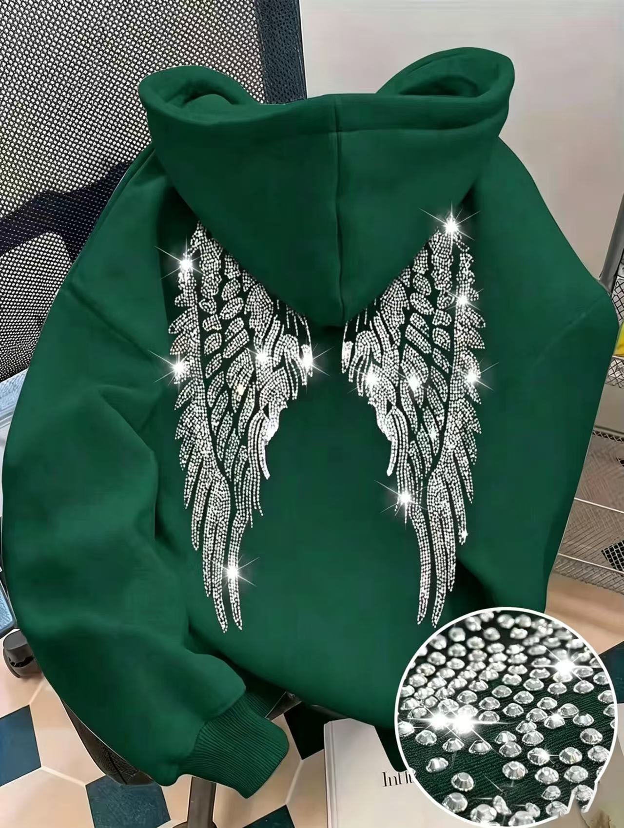 Women's long-sleeved printed hooded sweatshirt