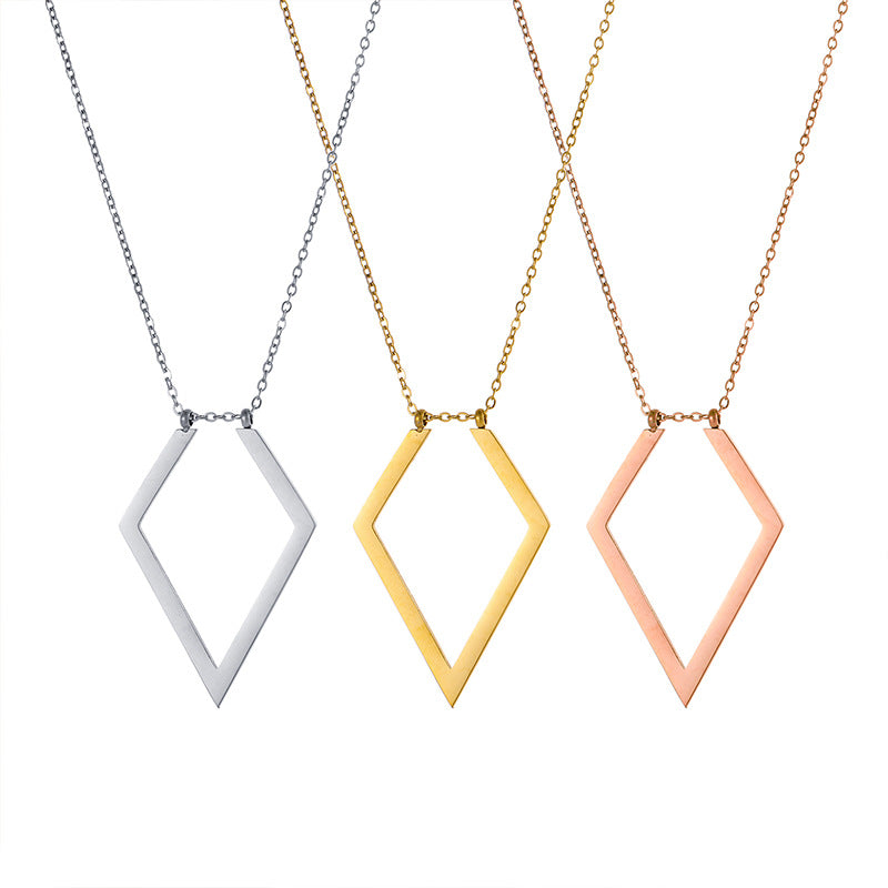 Geometric Ring Holder Necklace Titanium Steel Gold Plated