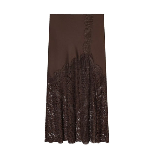 Lace Detail Satin Skirt