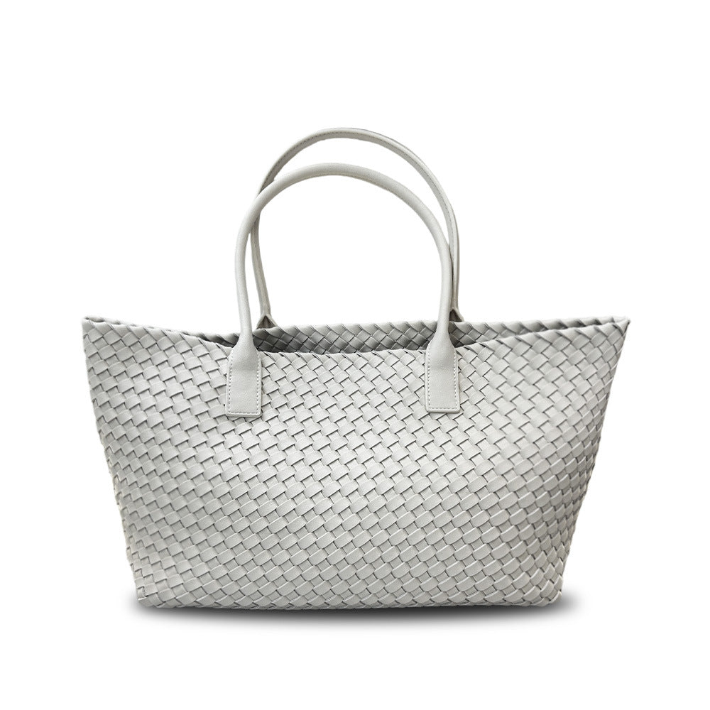 Genuine Leather Woven Tote Bag