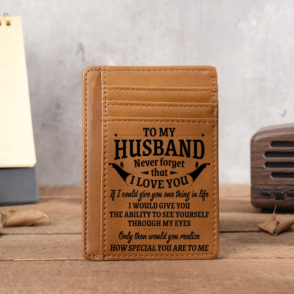 Ultra Thin Laser Engraved PU Leather Card Holder Wallet