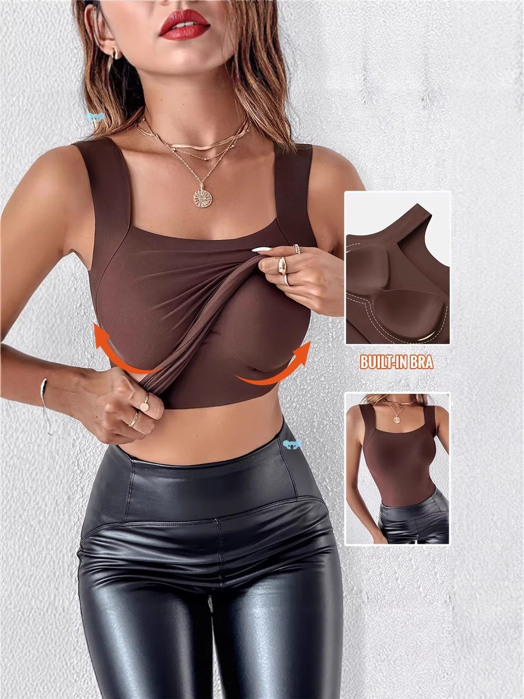 Womens Solid U-Neck Sleeveless Tank Top