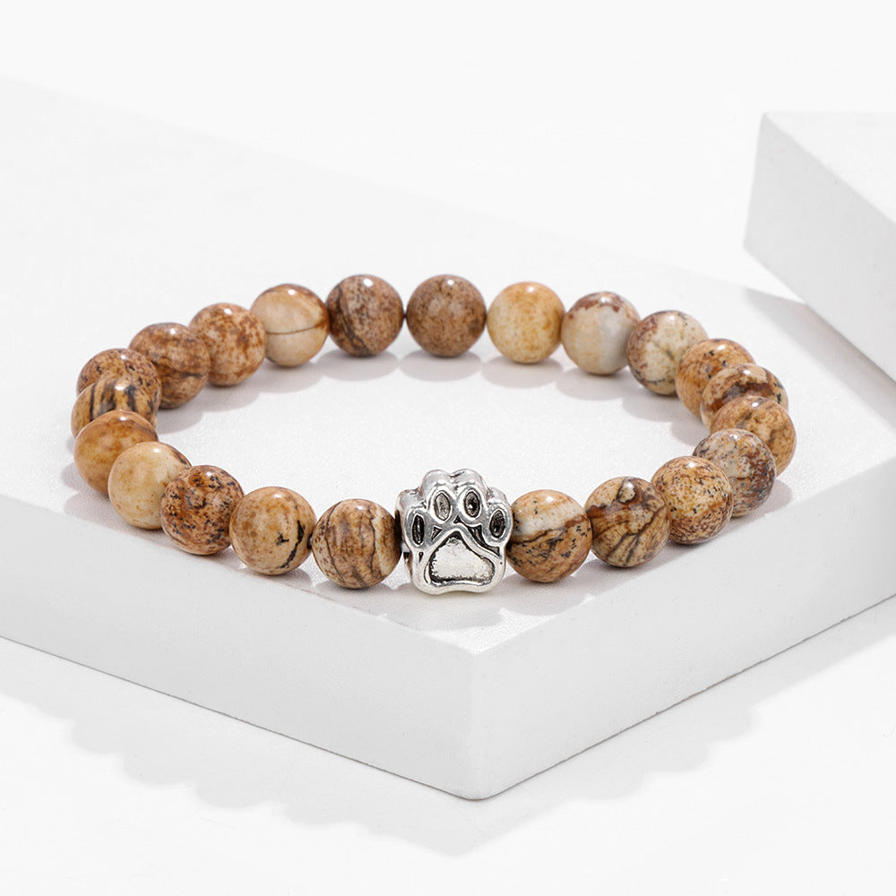 Elastic Stone Bead Bracelet Vintage Unisex Jewelry