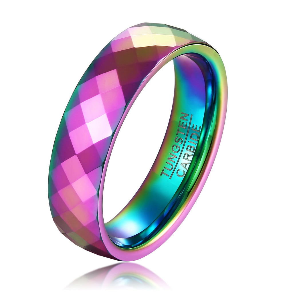 Gradient Color Tungsten Steel Ring ? Unisex Geometric Design.