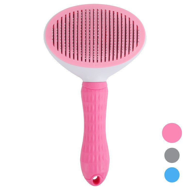 Stainless steel pet hair removal comb with automatic hair removal brush