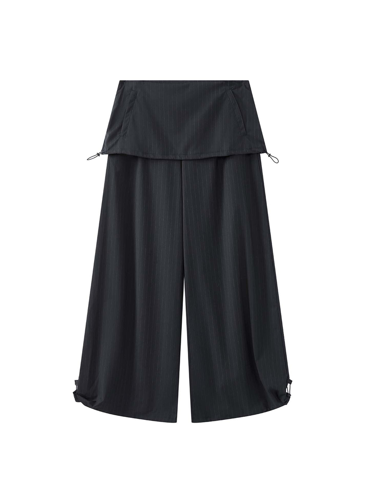 Stripe Drawstring Wide Leg Pants