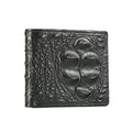Mens Genuine Leather Short Wallet with Crocodile Pattern