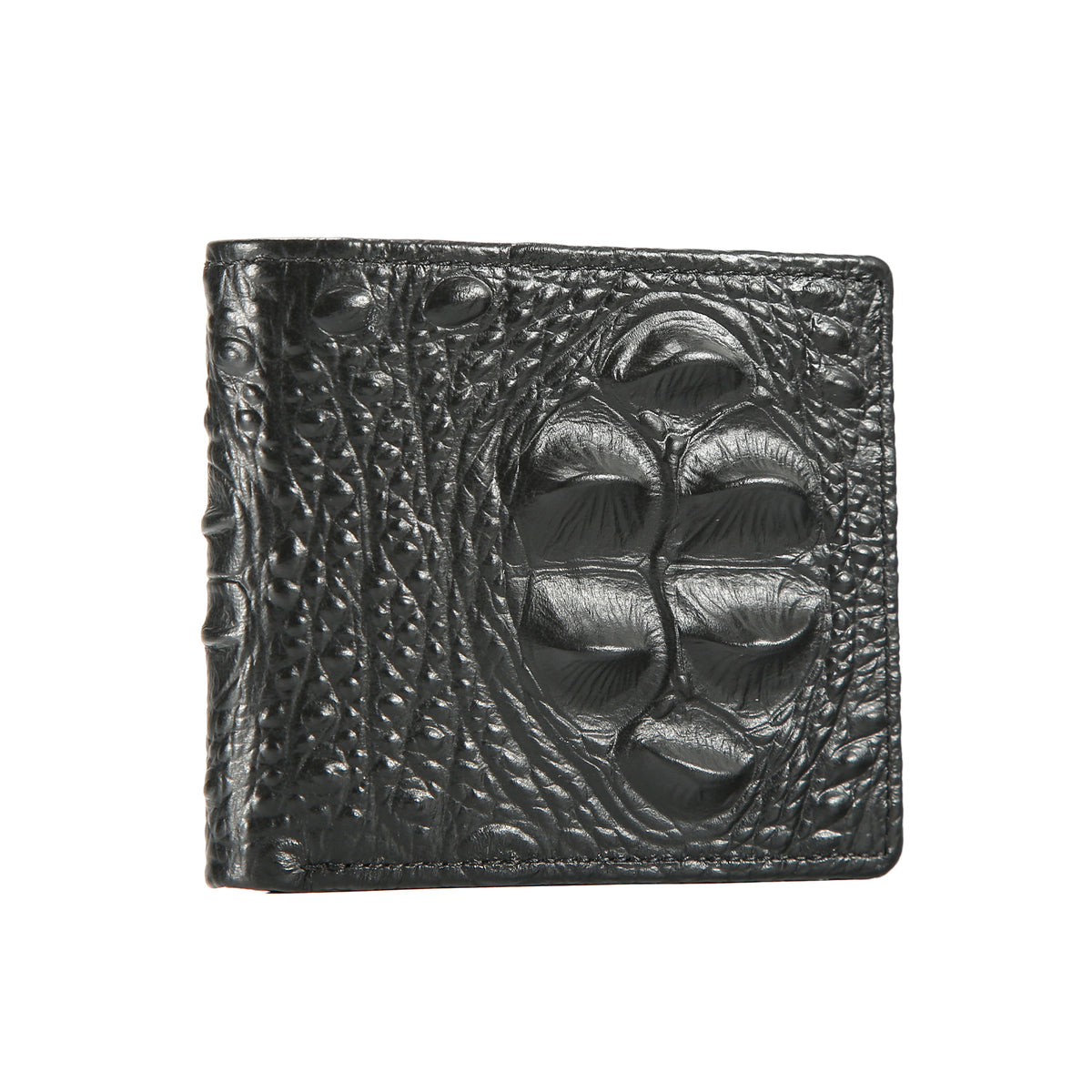 Mens Genuine Leather Short Wallet with Crocodile Pattern