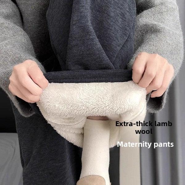 Maternity Wide-Leg Fleece-Lined Warm Leggings