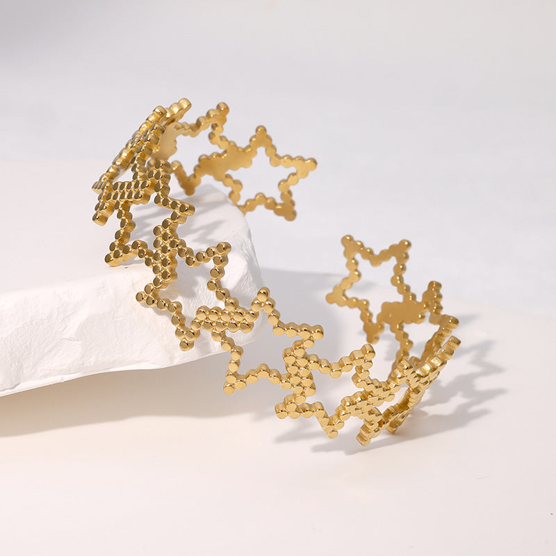 Hollow Five-Pointed Star Opening Bracelet