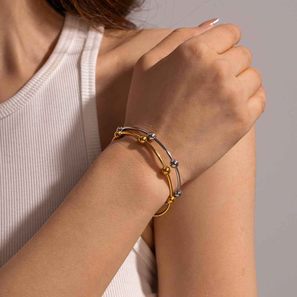 Amazon explosions do not fade titanium steel bracelet light luxury very simple wind steel ball stainless steel bracelet accessories new wholesale