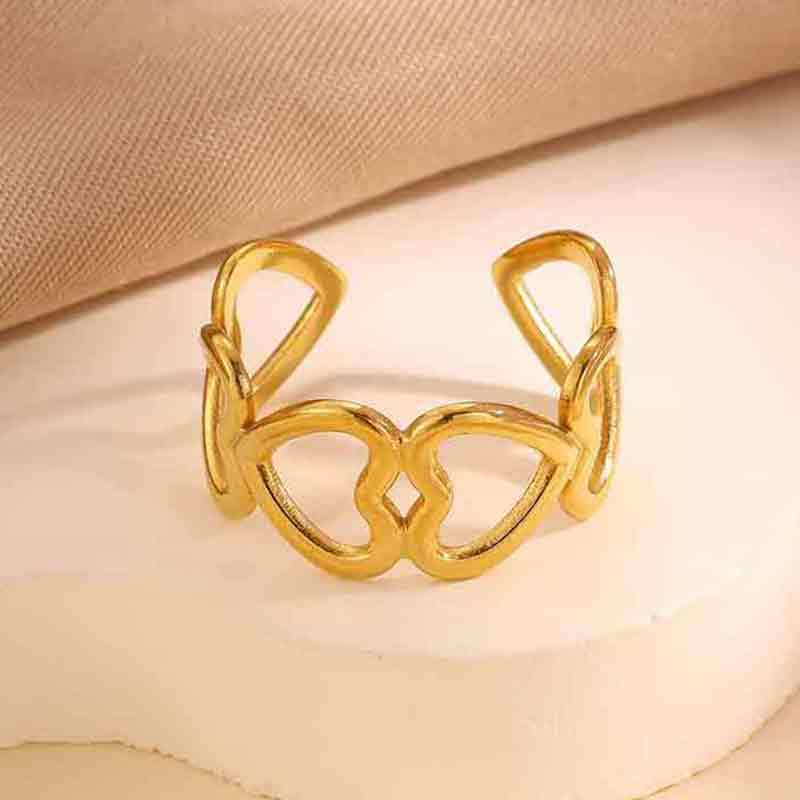 Adjustable Stainless Steel Opening Ring with Celestial Designs